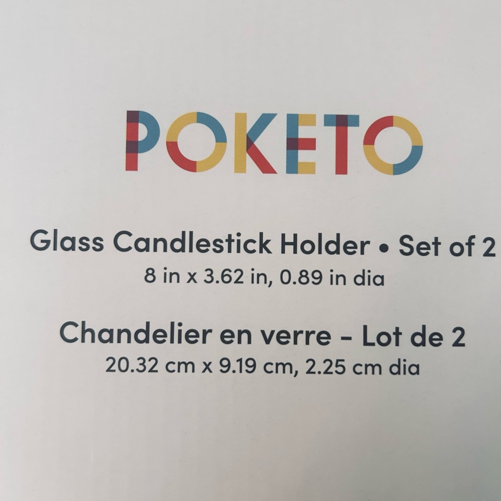 Glass Candlestick Holder Set of 2 - White